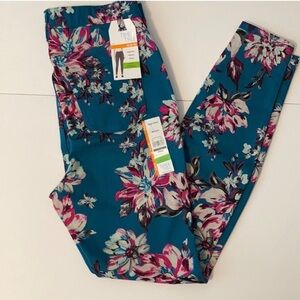 Floral high rise jean leggings XS (0-2) NWT Teal magenta Jeggings